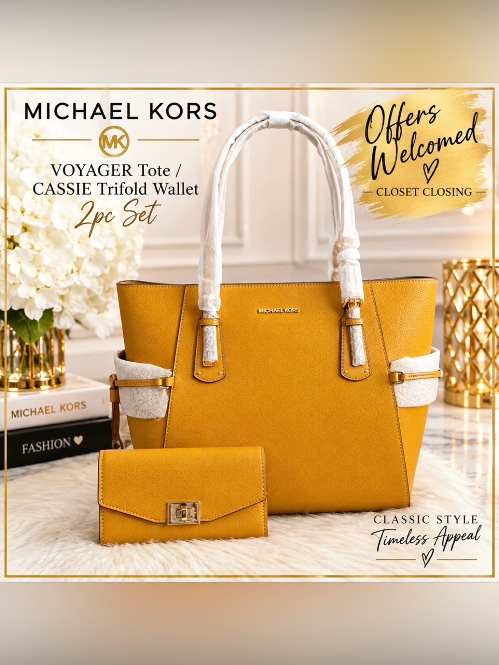 Michael Kors VOYAGER Tote/CASSIE Trifold Wallet